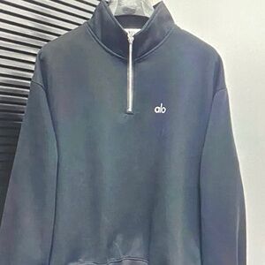 ALO Yoga Men's Charcoal Zip-Up Sweater